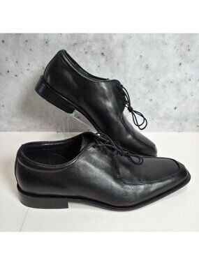 Joseph Abboud Mens Black Leather Lace-Up Split Toe Dress Shoes Size 9D